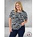 KAFFE CURVE Trui Lizzy Blue/Black Graphic